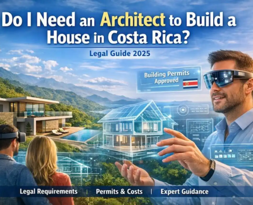 Architects and modern home construction in Costa Rica with AR technology and building permit approva
