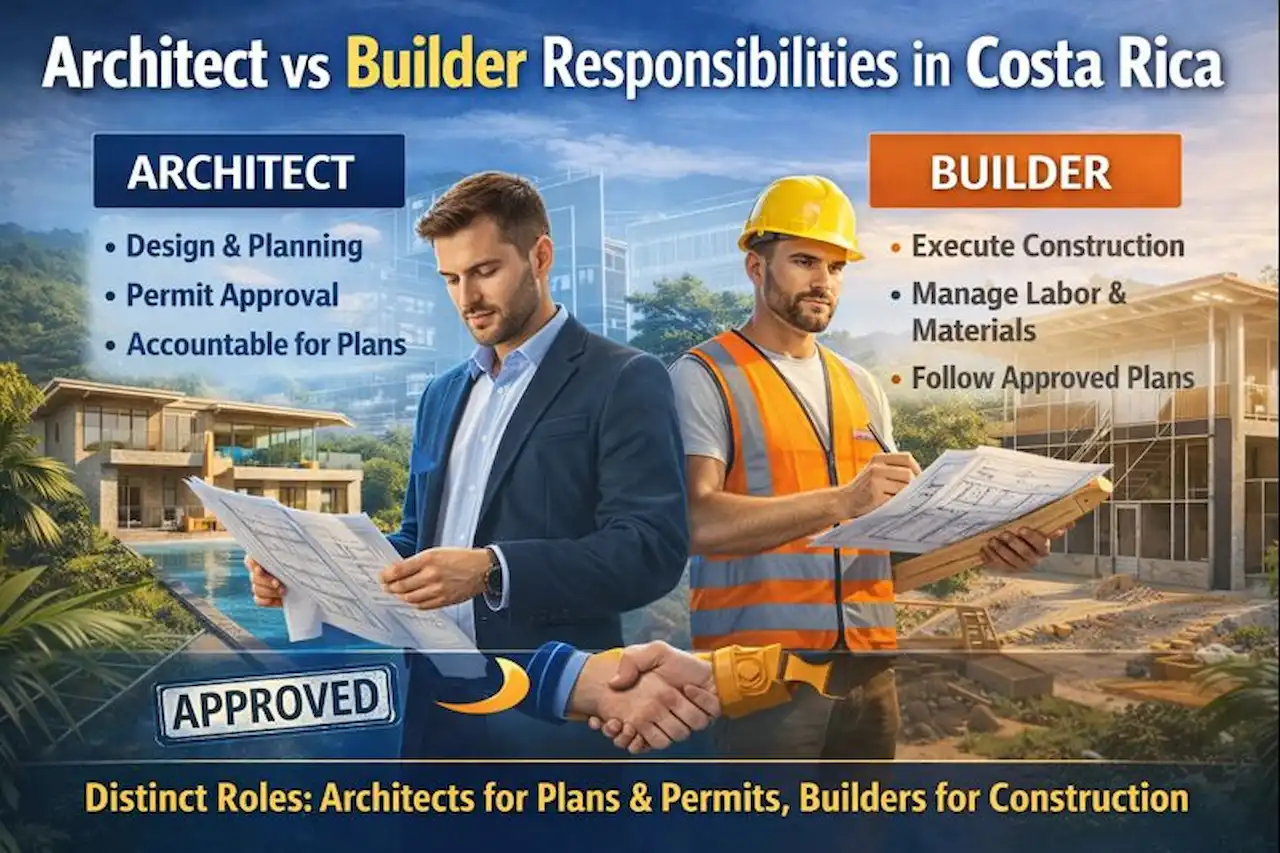 Architect vs Builder responsibilities in Costa Rica, highlighting their distinct roles in construction projects.